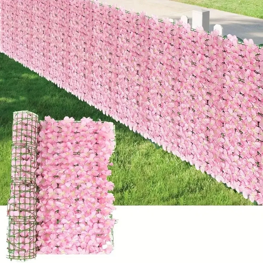Plastic Artificial Flower Fence Screen Waterproof Realism Garden Hedge Panel UV Protection Weather Resistant