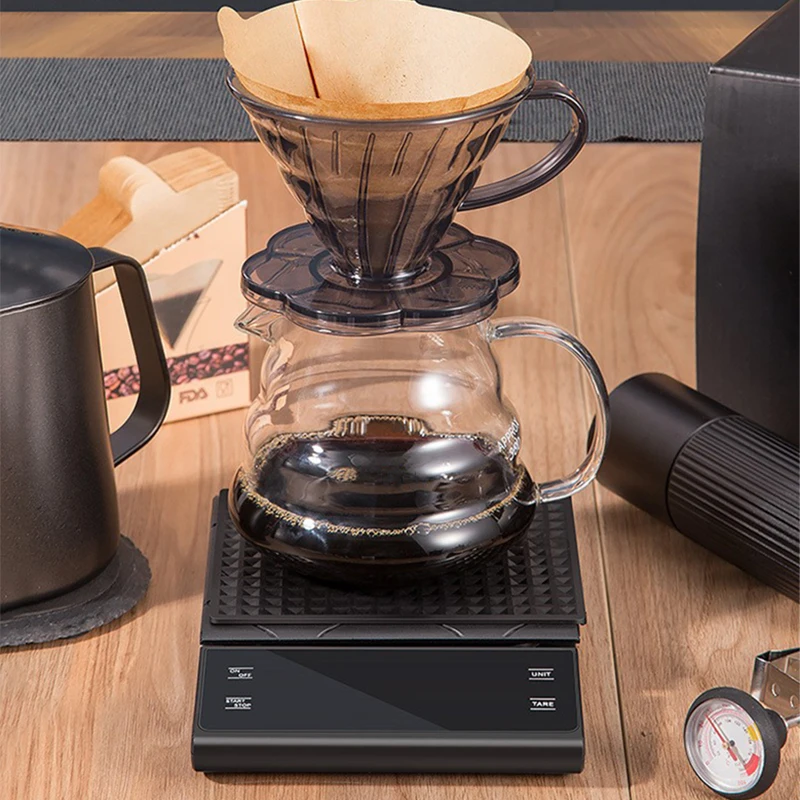 Timeable Electronic Balance Scale High Precision Coffee Scale Kitchen Food Weighting With Timer Type-C Interface Charging