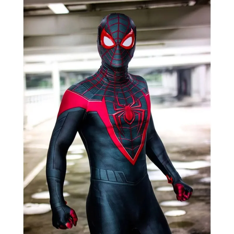 Halloween Miles Morales PS5 Halloween costume cosplay Adults Kids Parker Superhero Cosplay Costume Full Bodysuit Zentai Second S