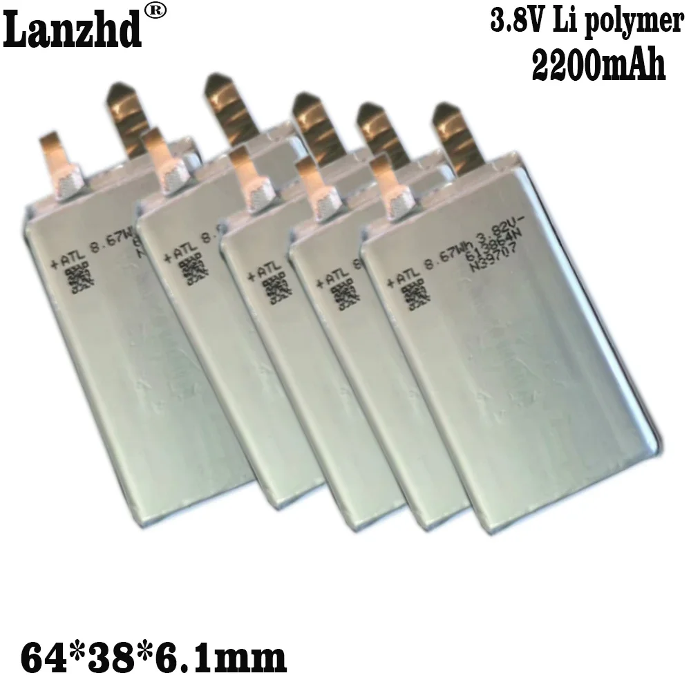 3.7V 2200mah 613864 Lithium Polymer Li-ion Rechargeable Battery For PAD DIY E-Book GPS PSP DVD Power bank Tablet PC IPAQ