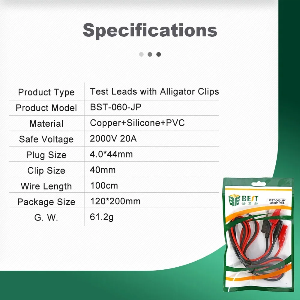 BST-060-JP Multimeter Test Leads Kit 4mm Lantern Plug Power Test Wire Stacked Lantern Banana Plug Public to Public Test Cable