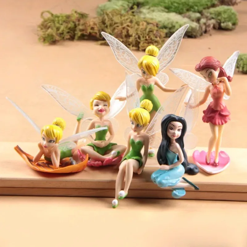 Disney Anime Tinkerbell Fairy Figure Toy Tinker Bell 6Pcs/Set PVC Action Anime Figures Dolls Decorations Gifts Wholesale