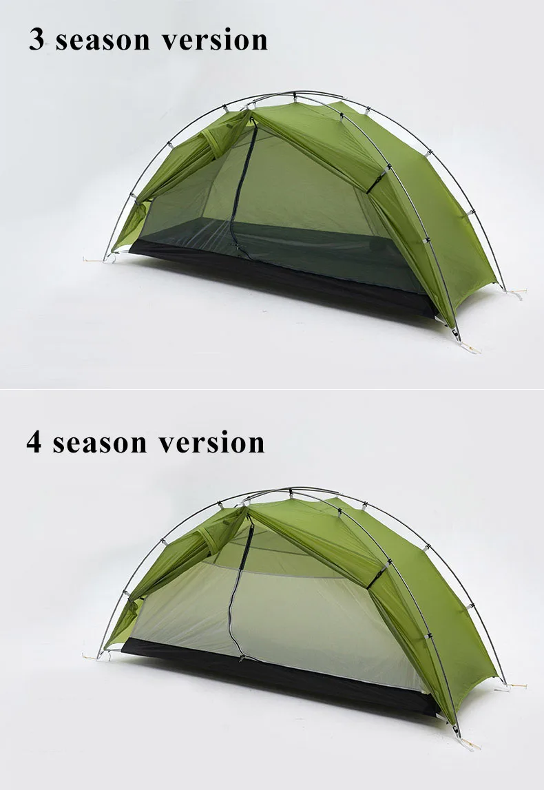 3F UL TAICHI 1 Person No-See-Um 3 Season/4 Season Camping 15D Silicon Coated Tent