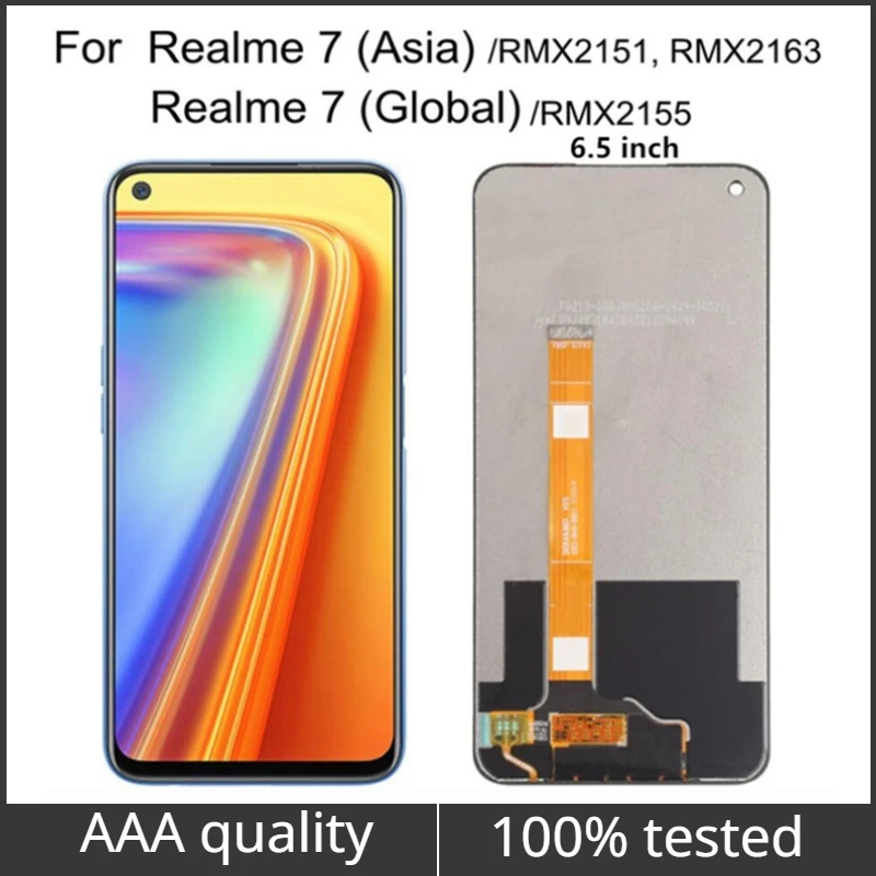 

ЖК-дисплей 6,5 дюйма для Realme 7 5G RMX2111 Asia RMX2163 Global RMX2155, дисплей с сенсорным экраном и дигитайзером в сборе, замена