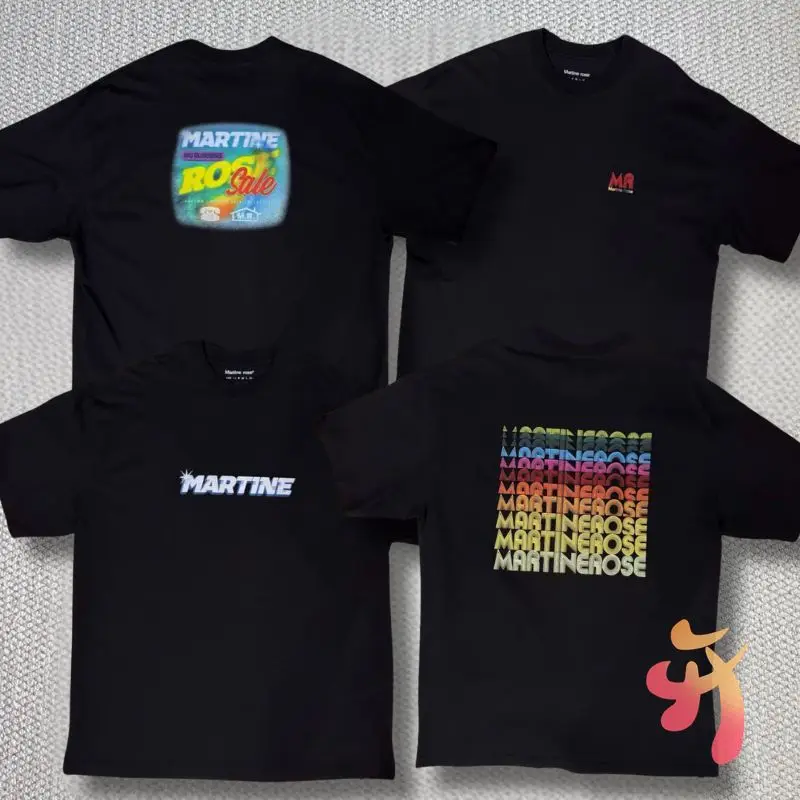 

Gradient Bullet Screen Letter Print Couple T-shirt Martine Rose Tshirt American Street Cotton Short Sleeve Summer Men Women Tops