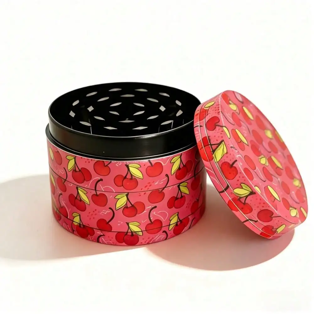 2 Inch Luxe Grinder Cute Pink , Cherry & Leopard Print | Chic Zinc Alloy for Gift Smokers