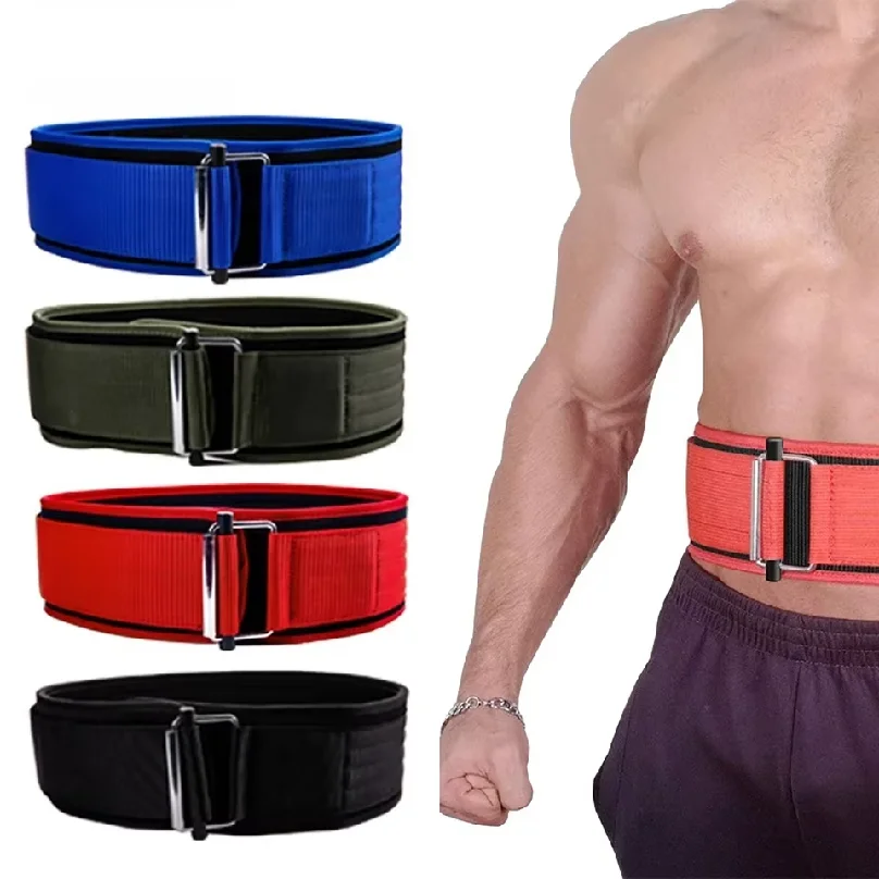 Self-locking Buckle Weightlifting Belt Fitness Adjustable Nylon Gym Workout Belts Deadlifting Squatting Lifting Back Support