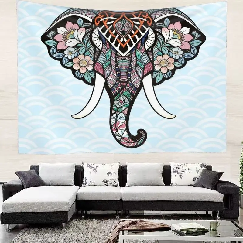 VIKAMA Hippie Chic Tapestry, Universe Elephant Design Dorm Room Accessories view 2