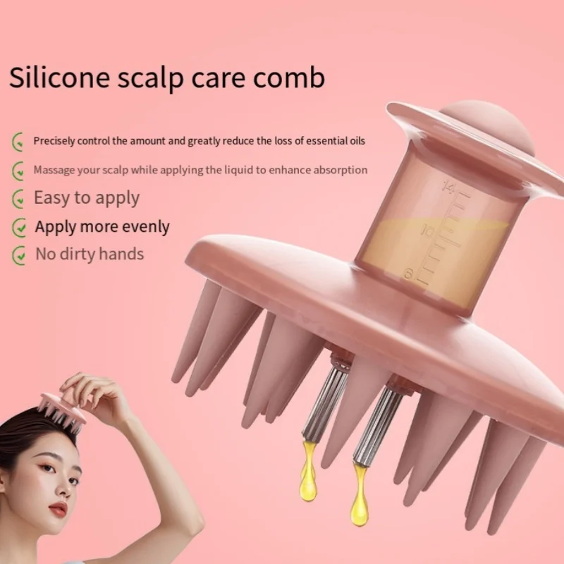 1PCS Multifunctional Silicone Scalp Applicator Head Massage Care Brush Hair Care Essential Oil Liquid Guid Comb Shampoo Dispense