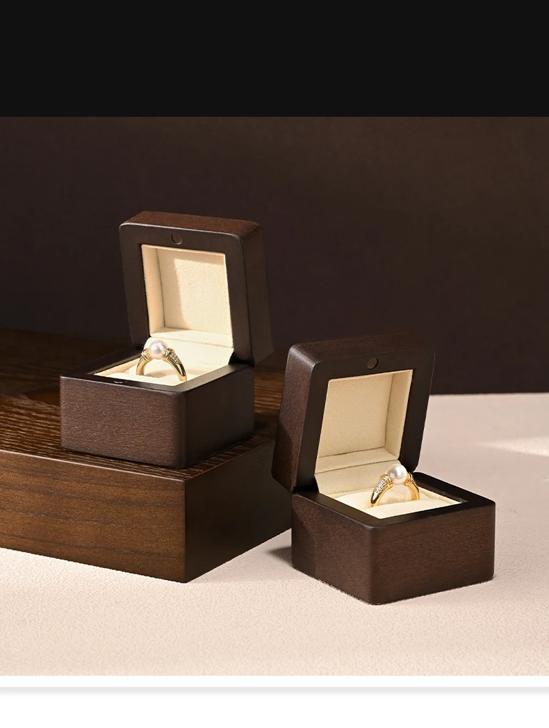 Oirlv Hochwertige Massivholz-Ringaufbewahrungsbox Tragbarer Schmuck-Organizer Ring-Präsentationsbox Festliche Hochzeitsgeschenkbox Vitrine – Detail 1