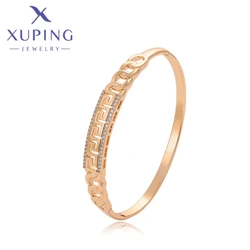 Xuping Jewelry New Fashion Gold Color Geometry Shape White Zircon Bangle for Women Schoolgirl Birthday Wish Gift Wish X000786561