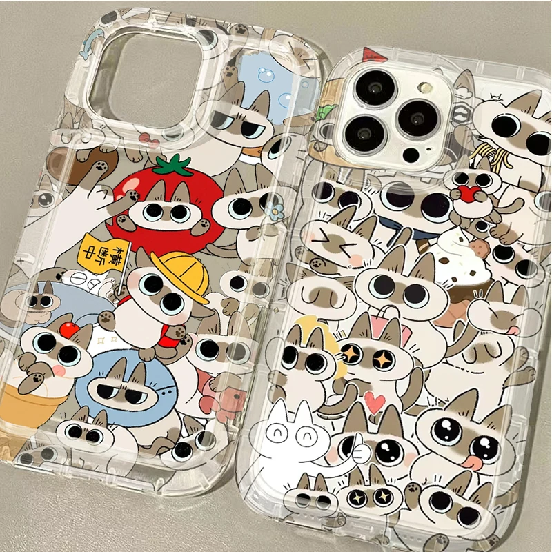 حافظة شفافة لهاتف سامسونج جالاكسي A15 A55 A05 A05S A14 A24 A13 A23 A73 A12 A22 A32 A52 A52S A72 A31 A51 A71 قطة سيامية جميلة لطيفة #2