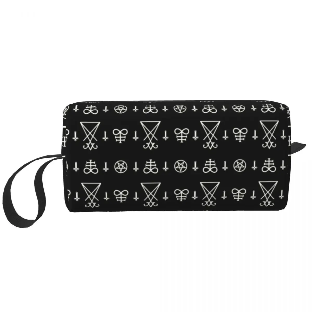 Travel White Satanic Sigils Toiletry Bag Kawaii Devil Baphomet Leviathan Cross Makeup Cosmetic for Beauty Storage Dopp Kit Case