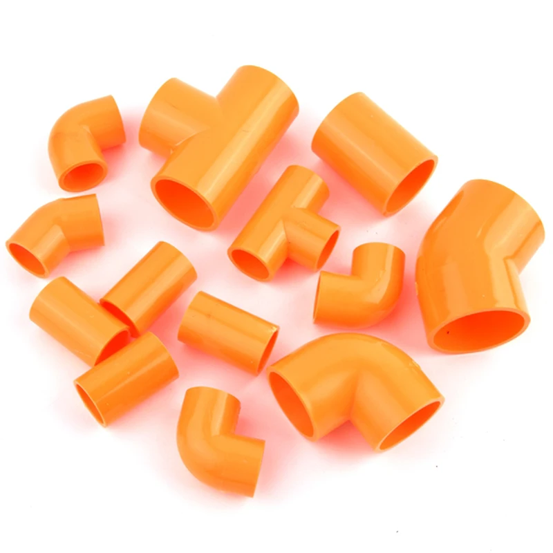 20~50mm Orange PVC Pipe 90° Elbow Direct Connectors Aquarium Overflow Joints, Garden Irrigation DIY Inlet Outlet Drain Fittings