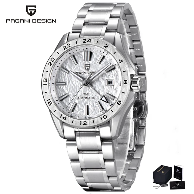Pagani Design Men's Luxury GMT Automatic Watch Stainless Steel Case Sapphire Glass 100m Waterproof Mechanical Business Watch image 3