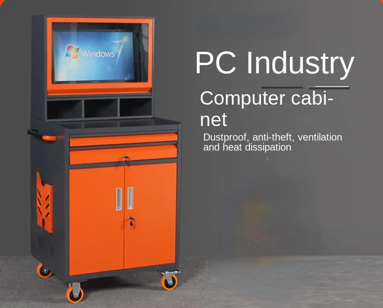 Industrial PC Computer Cabinet Mobile Host Network Operation Chassis CNC Machine Tool Workshop Dustproof with Wheels