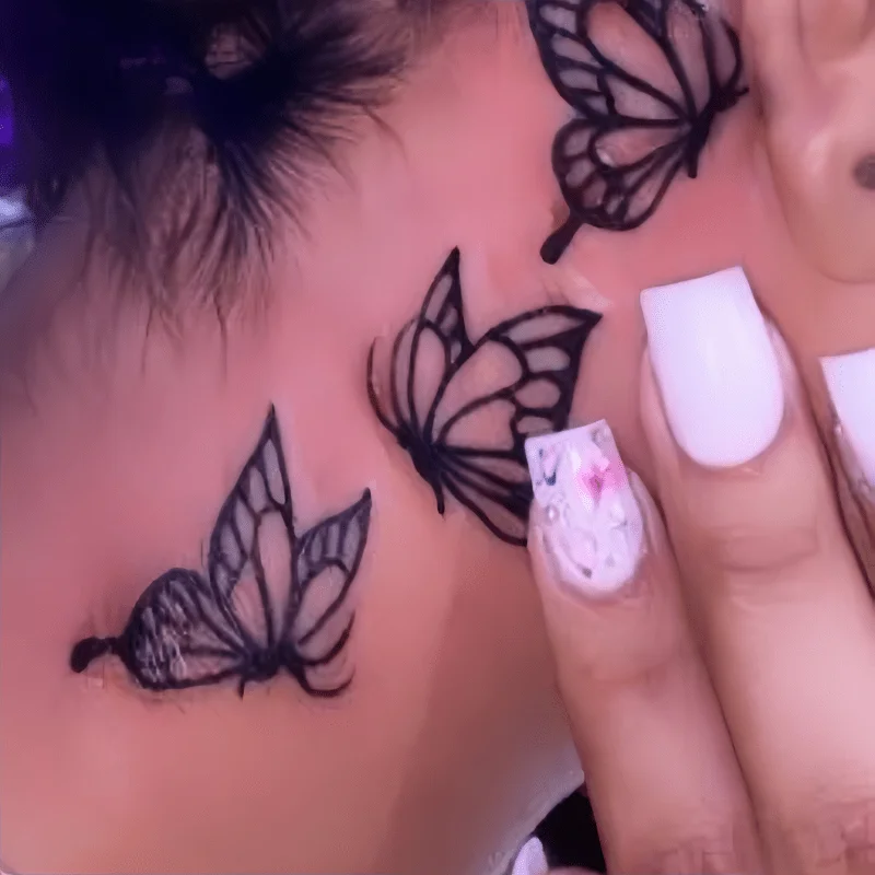 

4pcs Y2K Style Black Butterfly Waterproof Temporary Tattoo Stickers for Wrist and Body, Rectangular Shape, Pattern