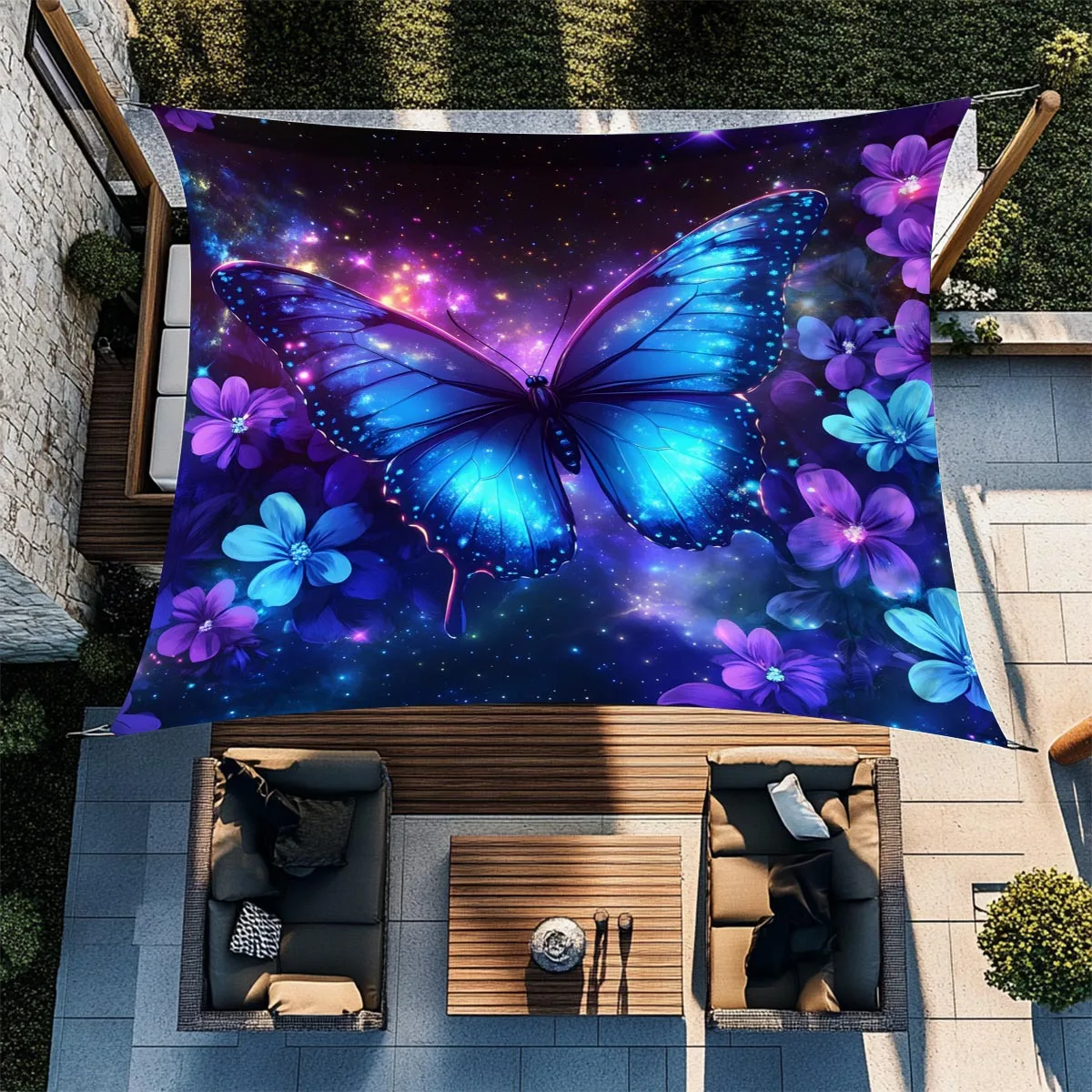 Butterfly Yard Camping Sunshade Tent Camping Tarpaulin Picnic Cover Portable Outdoor Camping Tent Terrace Decor Ceiling Cloth