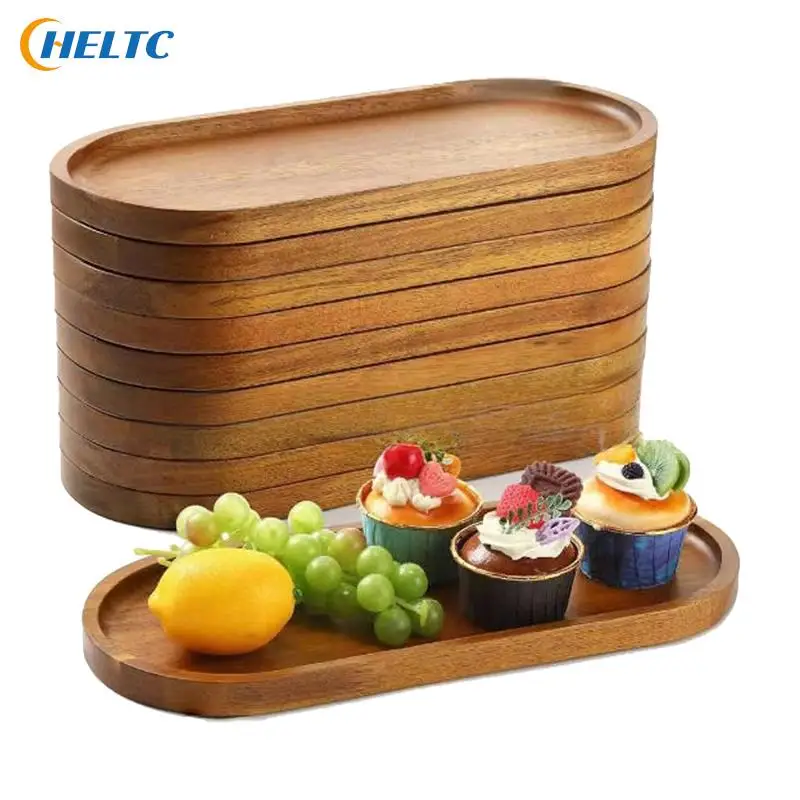 1PC Wooden Pallet Tableware Solid Wood Round Dessert Plate Japanese-style Wooden Tray Snack Plate Dried Fruit Plate Wooden Plate