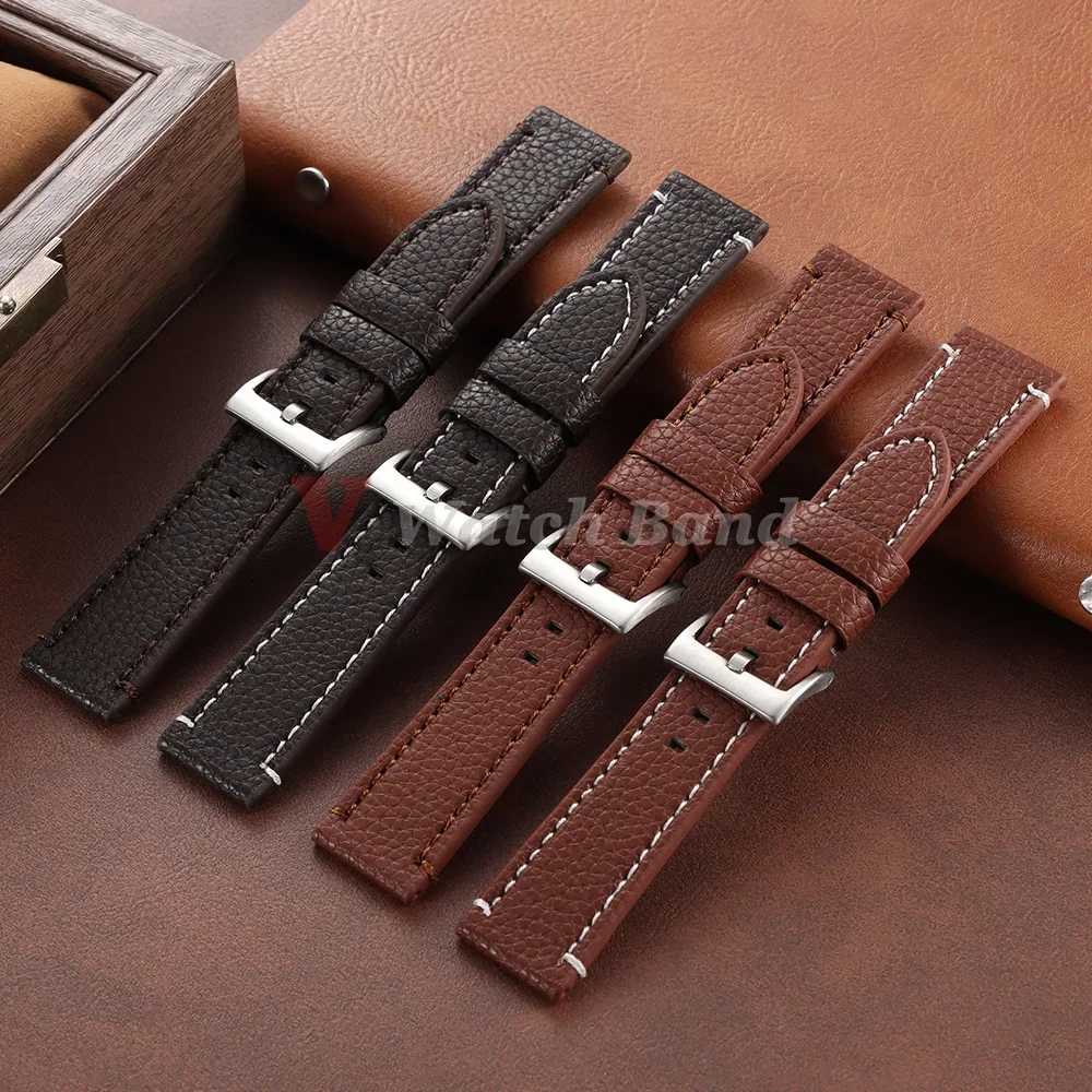 18mm 20mm 22mm 24mm Echtes Kalbsleder Uhrenarmbänder Universelles Braunes Armband für Herren und Damen Ersatz-Uhrenarmbänder mit Metallschnalle – Detail 3