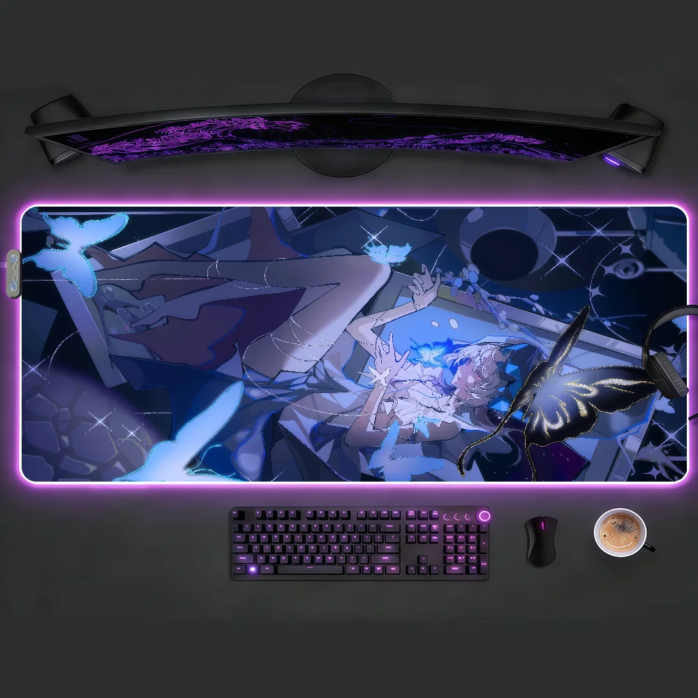 Wuthering Waves Shorekeeper MousePad RGB LED Non-slip DeskMat Rubber Gaming Accessories Large Computer Office Gamer Keyboard Mat
