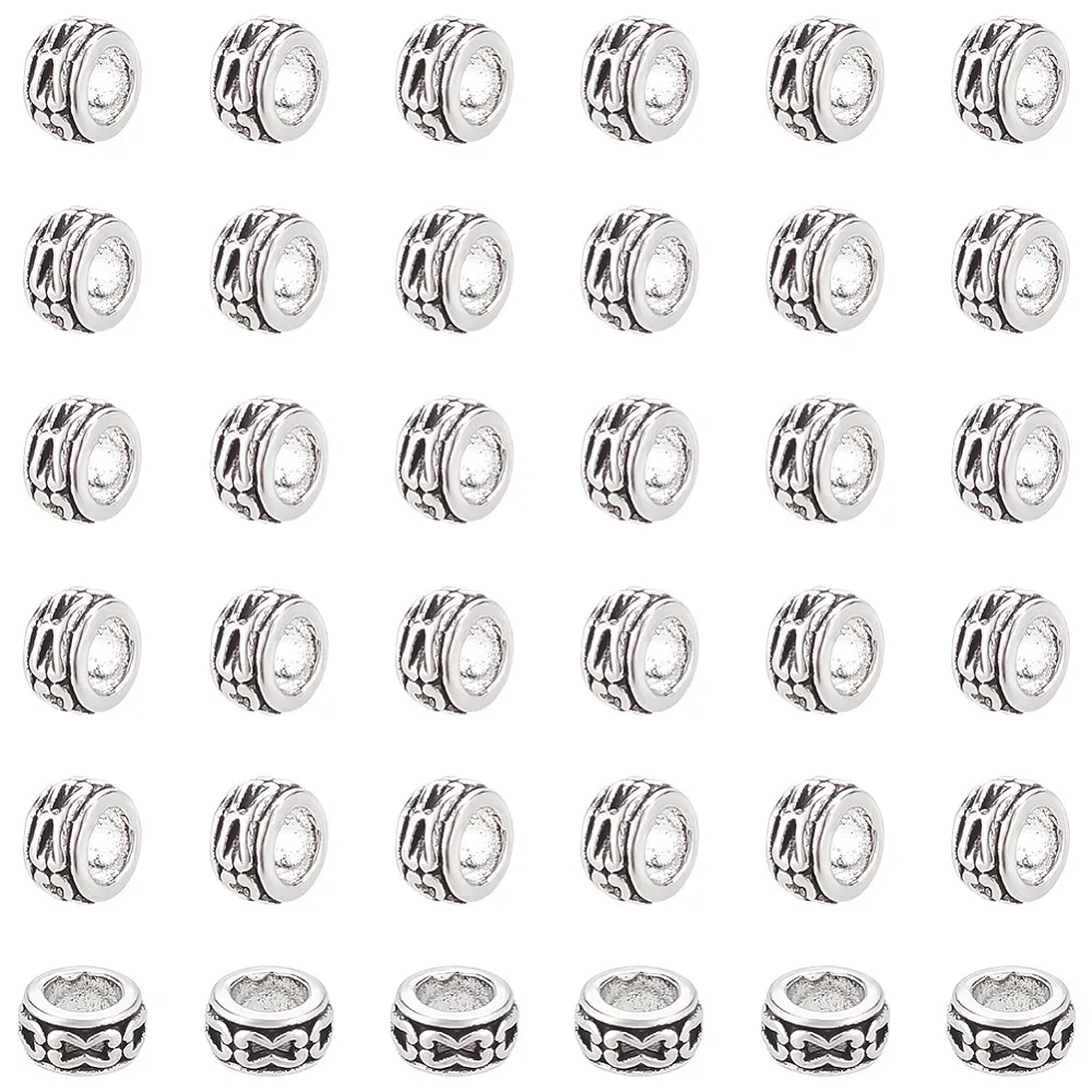 

1set 120pcs style Alloy Beads Large Hole Beads Cadmium Free Lead Free Rondelle 6x3.5mm Hole: 3.5mm