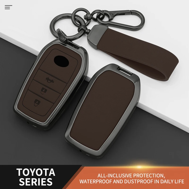 

Zinc Alloy Leather Car Remote Key Case Cover For Toyota RAV4 Crown Hilux Fortuner Camry Land Cruiser Prado Protect Accessories