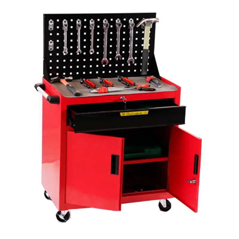 Drawer Style Car repair Tool Cart, Mobile Tool Cabinet, Handcart Maintenance Workshop, Double Door Parts Cabinet With Back Panel