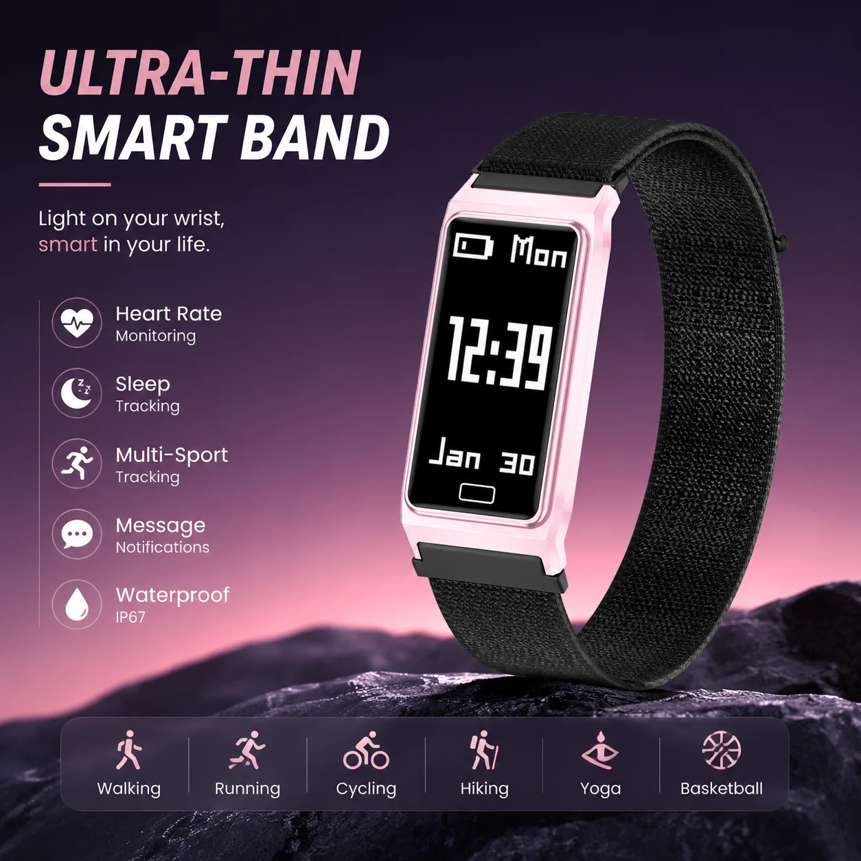 LIGE New 21g Ultra-light Smart Watch Women Men Health Monitoring Sports Fitness Bluetooth Call 4.9mm Ultra-slim Men Smart Watch