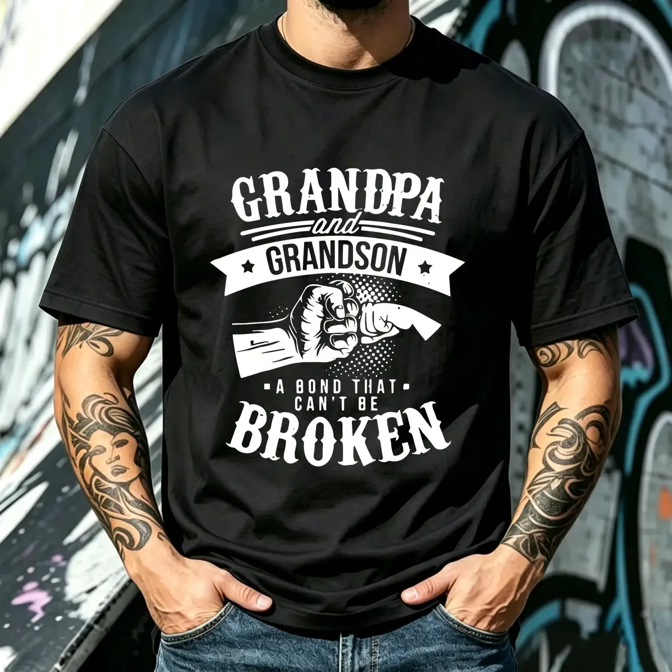 washed T Shirt Cute Grandpa And Grandson Grandfather long or short sleeves vintage Washed Stylish homme streetwear Casual