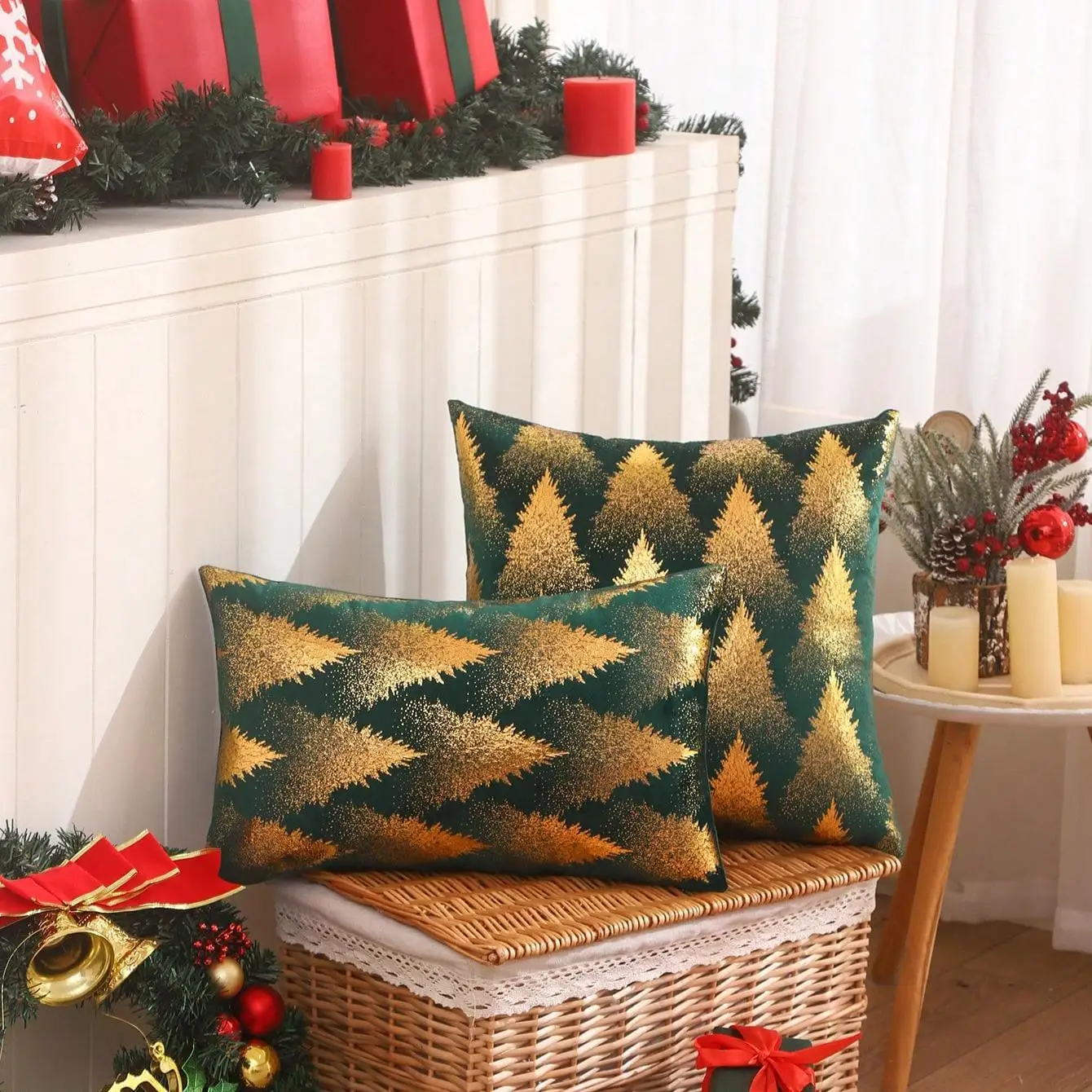 New Christmas Christmas Tree Gilding Double-sided Home Pillowcase Cushion Cover