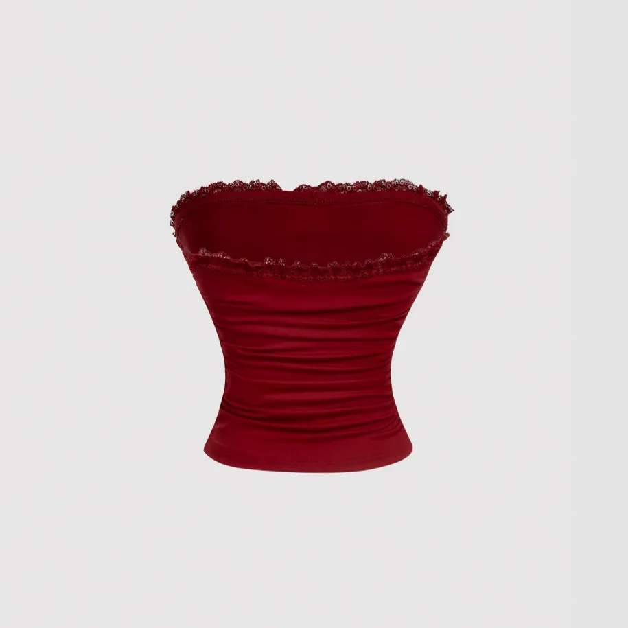 Retro Y2K Street Style Strapless Top Vest Sexy Sweet Spicy Pure Desire Trendy Retro Fashion for Women