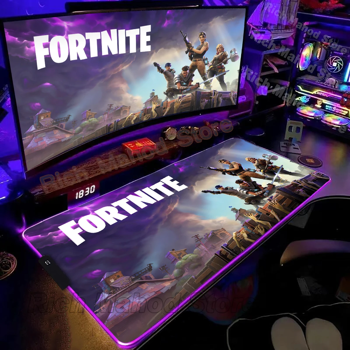 

Большой коврик для мыши RGB F-Fortnite-E, светодиодный настольный коврик, игровые аксессуары для ПК, расширенный коврик HD, коврик для компьютерной клавиатуры, геймерский коврик для киберспорта