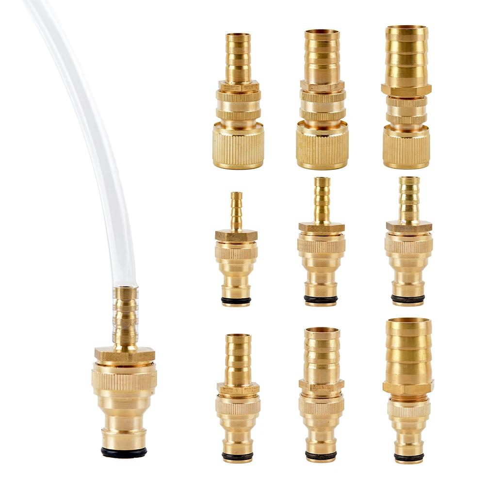 1PC Brass Hose Fitting ID:6mm-25mm Barb Tail To Qiuck Connector Adapter Garden Irrigation Pipe Connection Tools