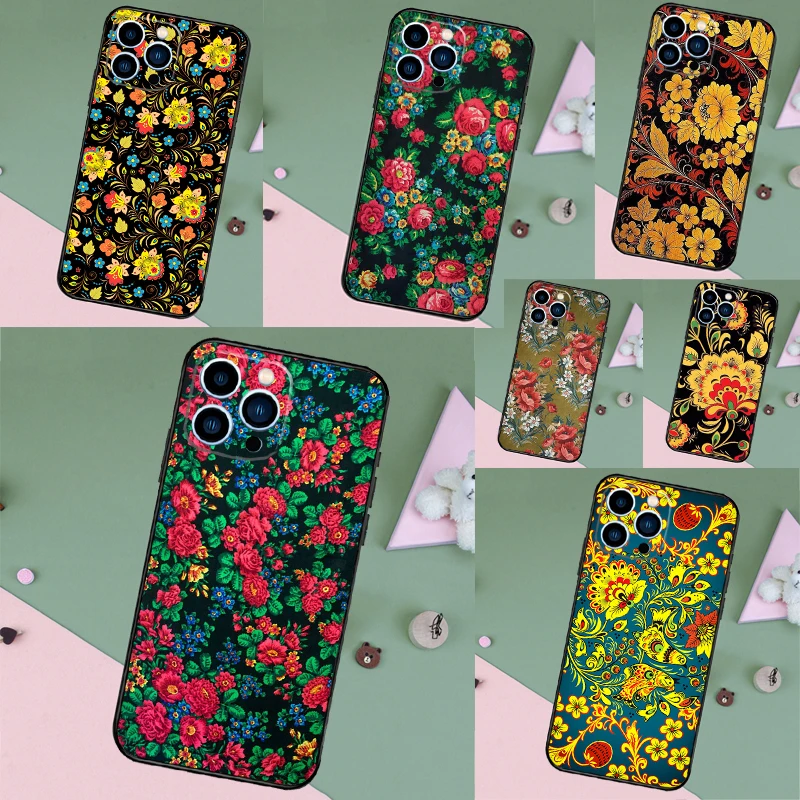 

Russian Scarf Floral Case For iPhone 16 Pro Max 15 14 12 11 13 17 Pro Max Plus 12 13 Mini 16e 17 Air Back Cover