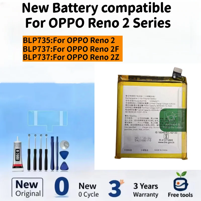 New Battery compatible For OPPO Reno 2 BLP735 / Reno 2F BLP737 / Reno 2Z BLP737 Mobile Phone Batteries+ Free Tools