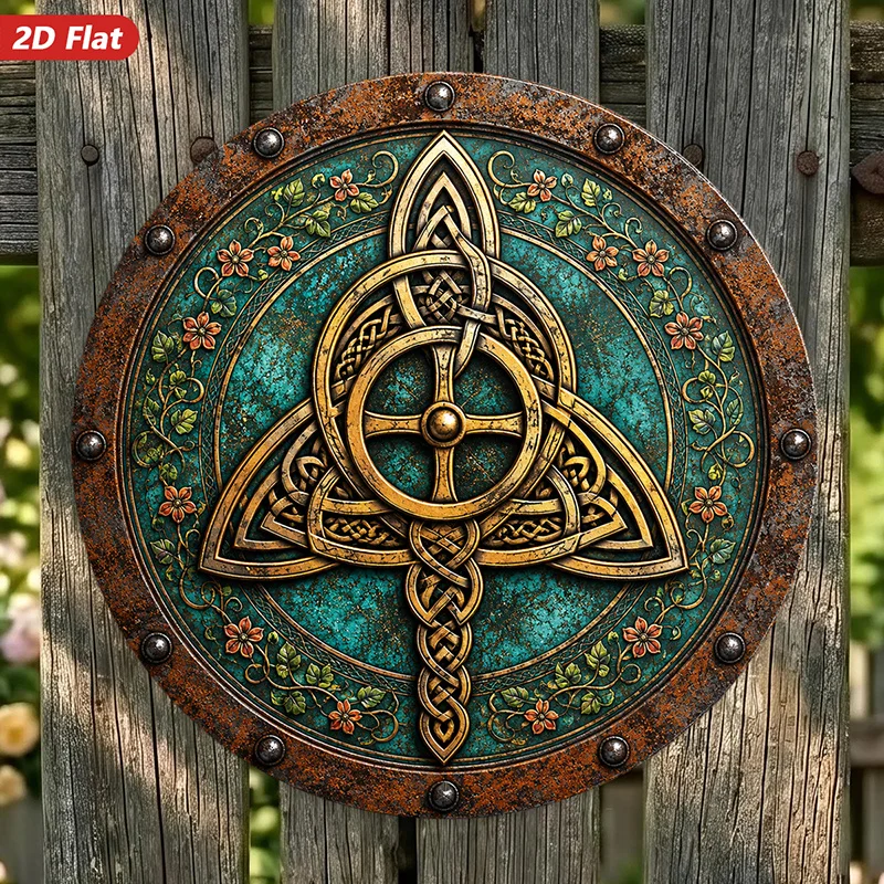 CIFBUY 1pc Vintage Celtic Knot Design Aluminum Wall Art Waterproof Durable Metal Hanging Sign for Office Indoor OutdoorHomeDecor