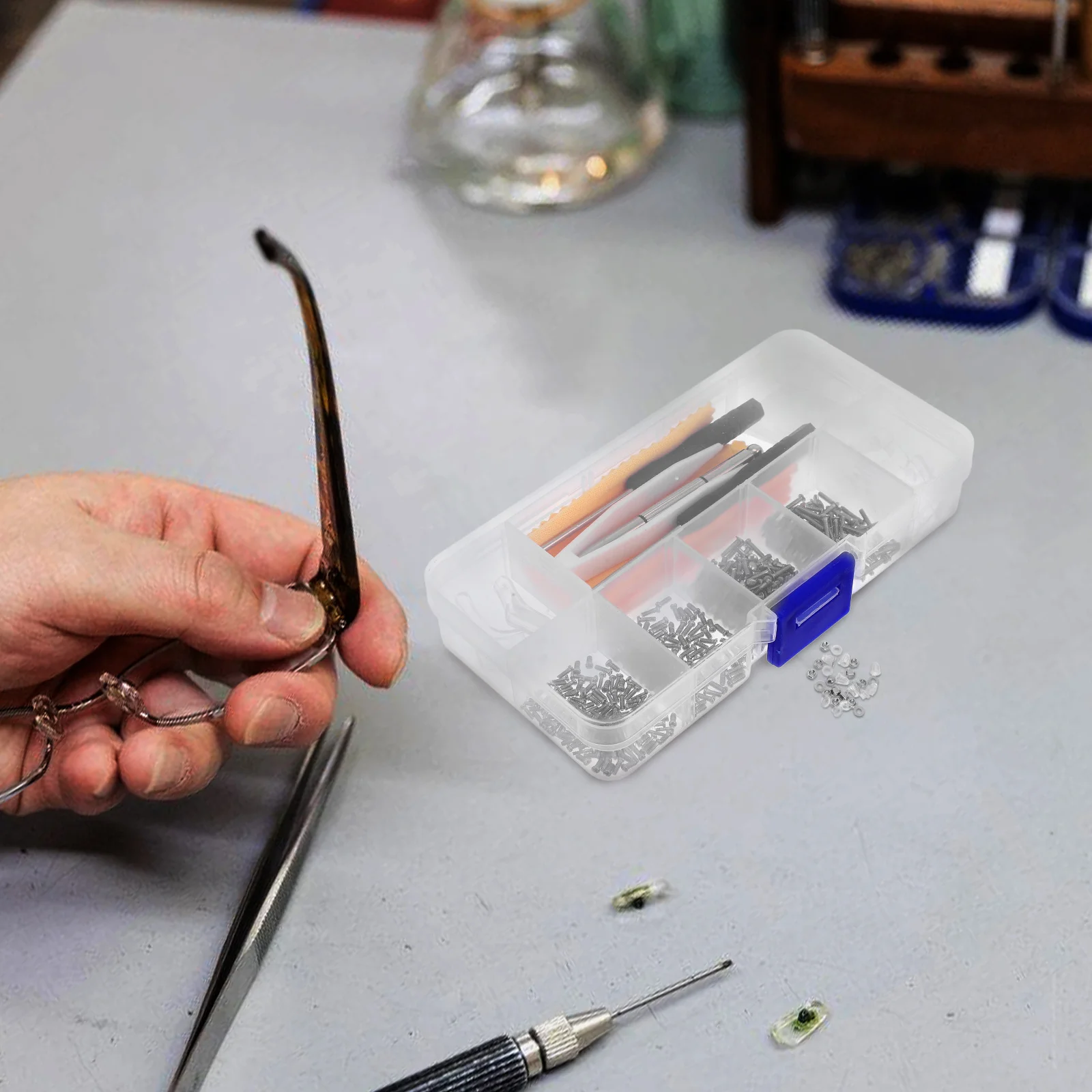 

Glasses Repair Kit Eyeglass Accessories Screws Nuts Screwdriver Tightening Tools Metal Durable Portable Fix Glasses
