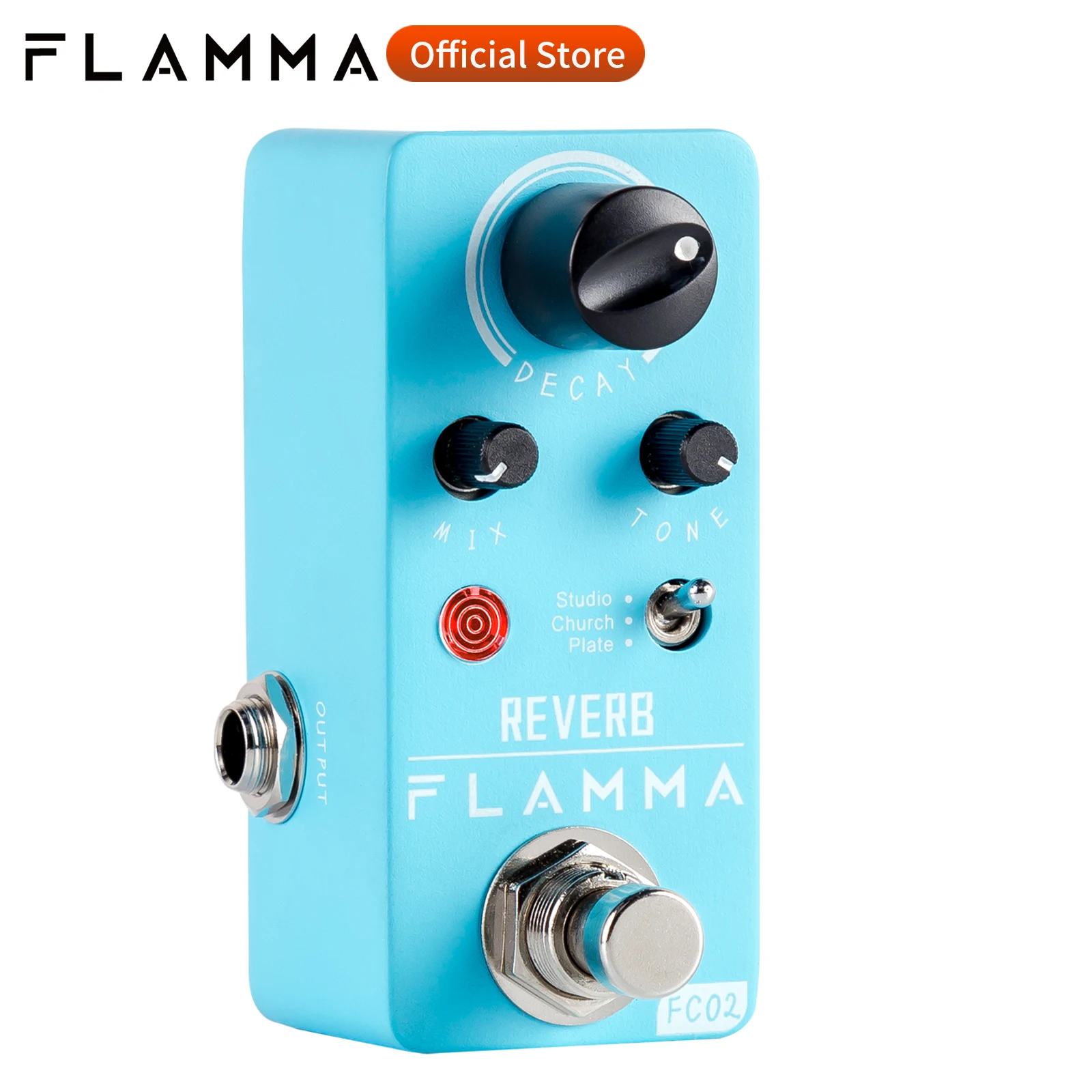FLAMMA FC02  Electric Guitar Pedal Reverb Effects Pedal with Studio Church Plate Effects True Bypass with Power Supply