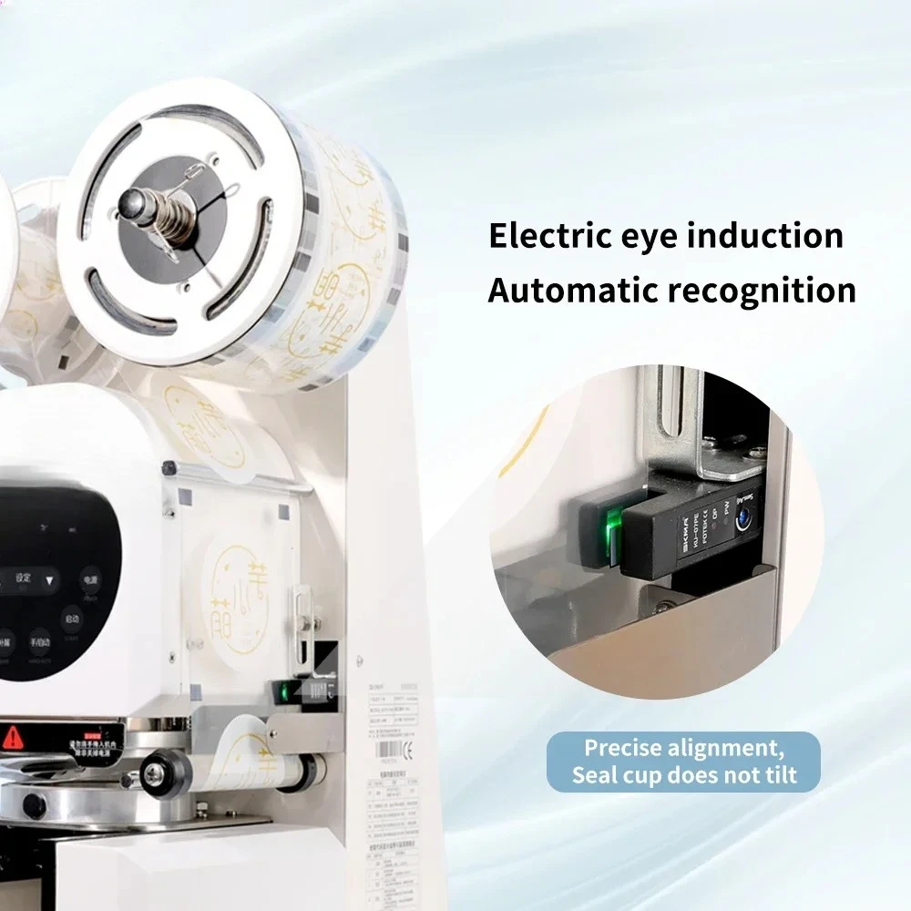 

Commercial Milk Tea Shop High Speed Juice Cup Sealing Machine Automatic 90mm/95mm Cup Seamer With Control Panel