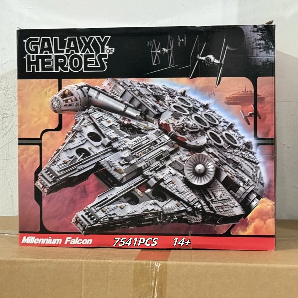 

7541 шт. в наличии, большой корабль тысячелетия, сокол, строительные блоки, кирпичи, совместимые 75192, игрушки для детей, подарки на день рождения, Рождество