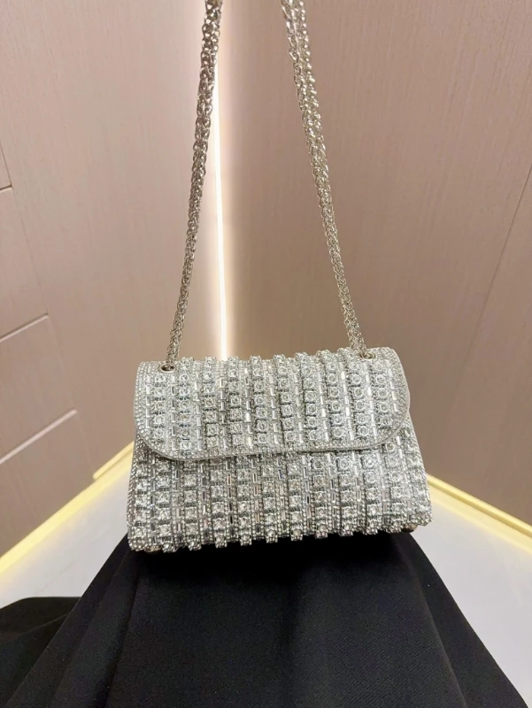 Trendy Single Shoulder Bag Rhinestones Evening Purse Party Accessory for Women