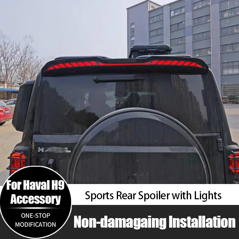 

For Haval h9 Rear Trunk Roof Spoiler Tail Wing With LED Lights New Design Accessories