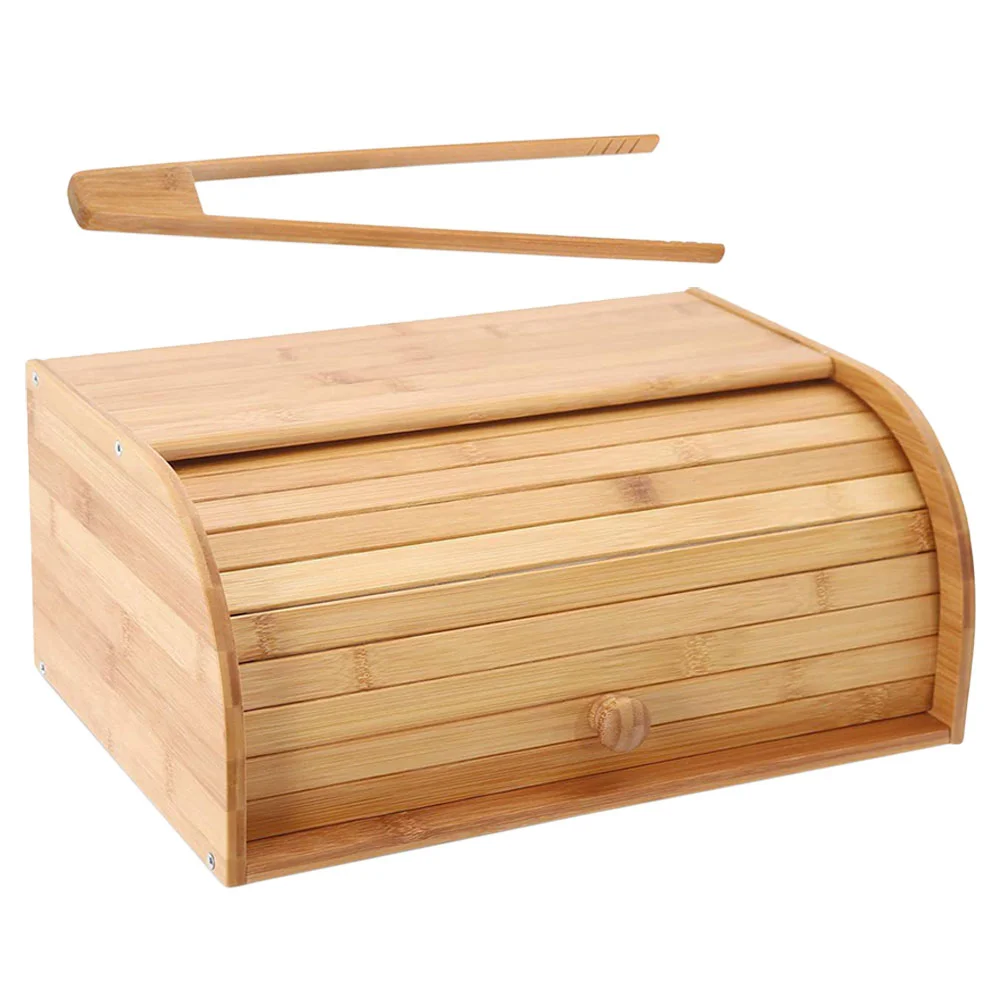 

Counter Wooden Bread Holder Containers Storage Bamboo Countertop Bin for Holders