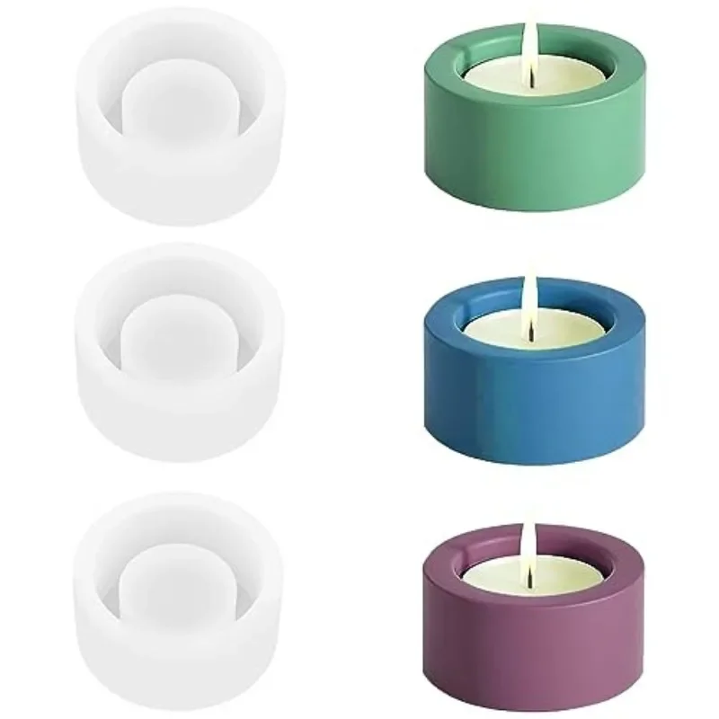 Circular Single Hole Candle Holder Silicone Mold 3D Gypsum Candle Holder Silicone Mold Candlestick Making Tool Mold Decoration