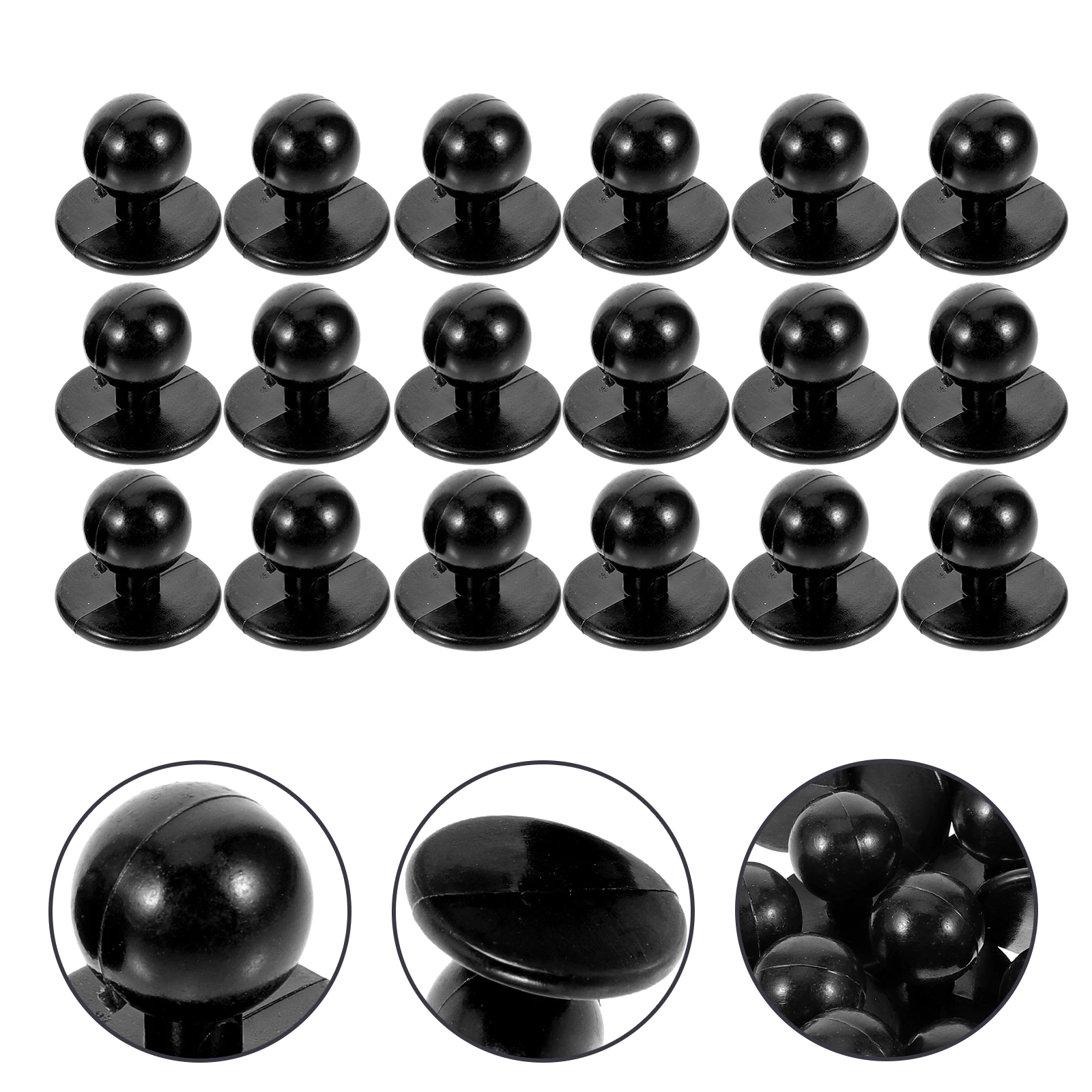 

100pcs Chef Suit Buttons Black Medium Size 11mm Head 18mm Base Round Plastic Sewing DIY Replacement Garment Accessories