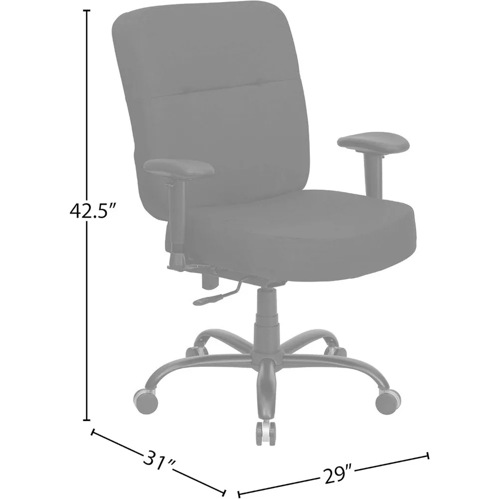 Computer Chair 400 Lb. Rated Black Fabric Rectangular Back Ergonomic Office Chair With Arms Gaming Comfortable Furniture