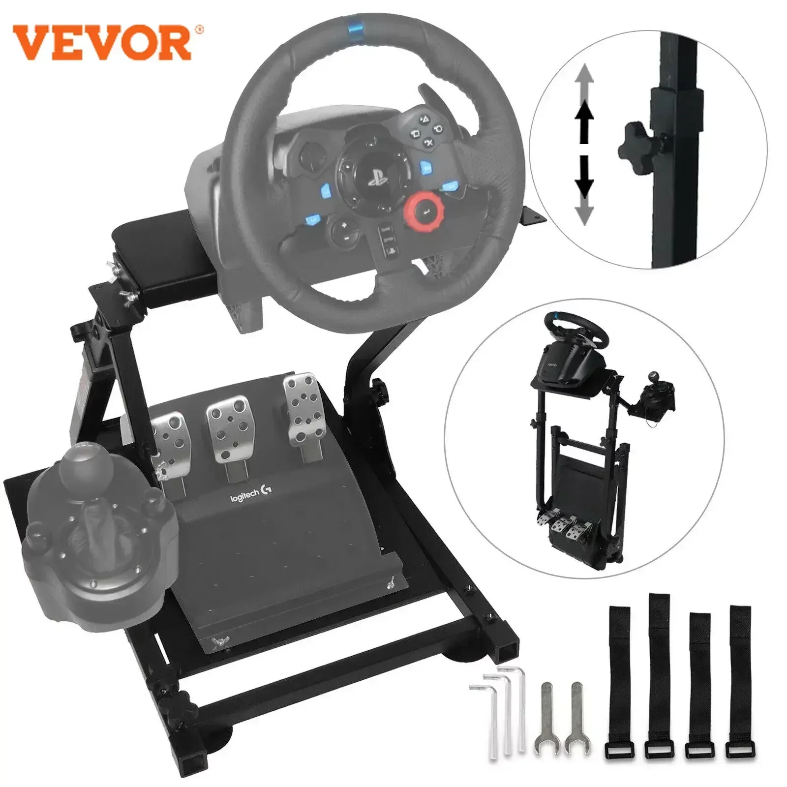 VEVOR Racing Simulator Self-Career Steering Wheel Stand for Logitech G25 G27 G29 and G920 Folding Steering Wheel Stand