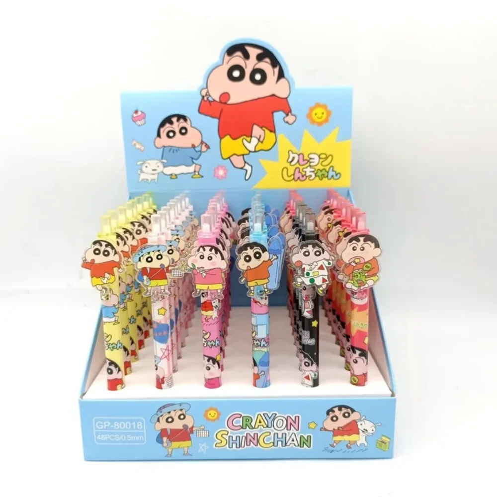 

6/18pcs Kawaii Cute Crayon Shin-chan Cartoon Animes Character Patch Press Pen 0.5mm Gel Pen Student Stationery Supplies Gifts