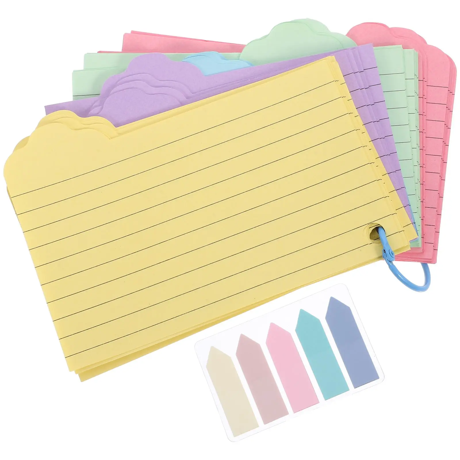

Index Card Notes Pre Hole Punched Cards Flash for Office White Blank Pocket Notepads Lined Colored